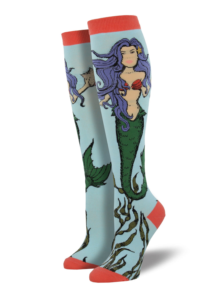 Mermaid Women's Knee High Socks Blue