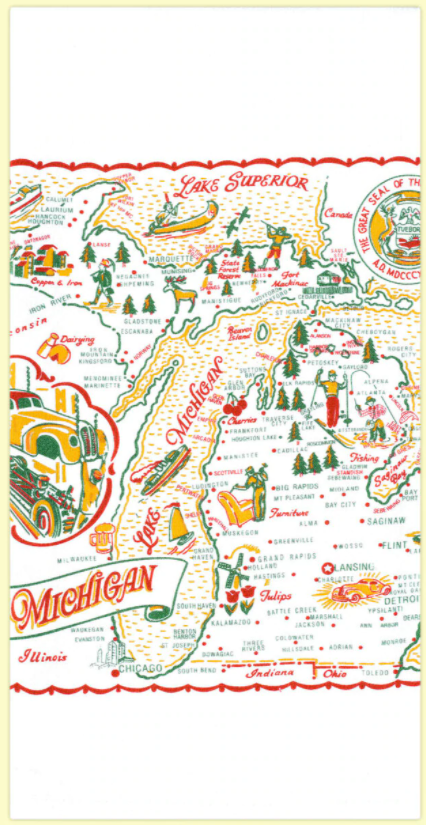 Michigan Map Towel 17" X 24"