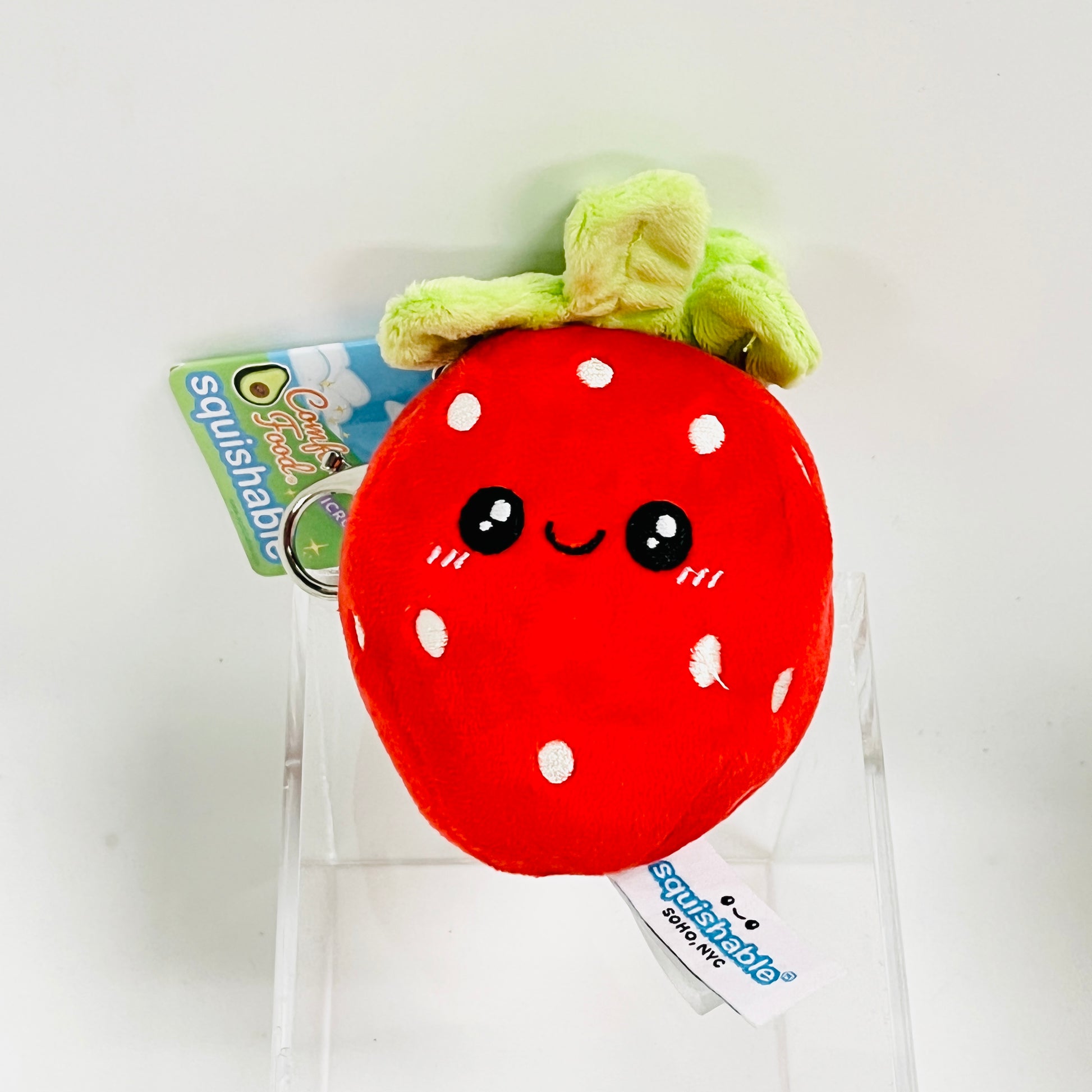 Micro Strawberry Plush Keychain 3"