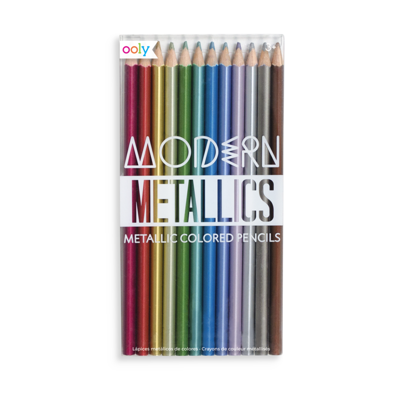 Modern Metallic 12 Triangular Colored Pencils