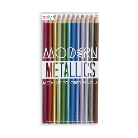 Modern Metallic 12 Triangular Colored Pencils