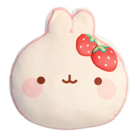 Molang Strawberry Squishy Plush Pillow 14"