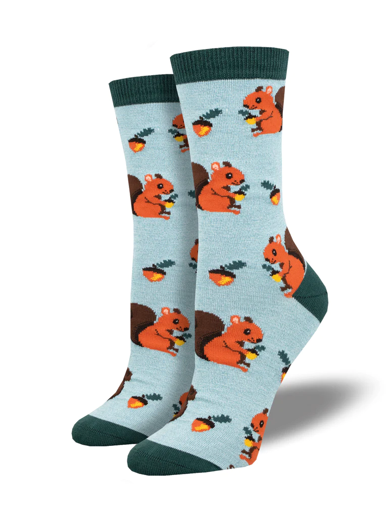 Nuts For Squirrels Women's Bamboo Socks Blue