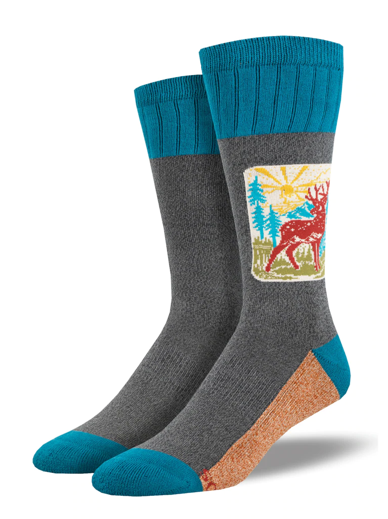 Oh Deer Men's Boot Socks Charcoal Heather