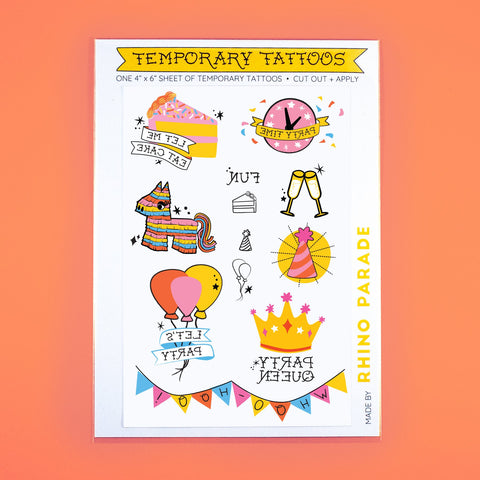 Party Time Temporary Tattoos