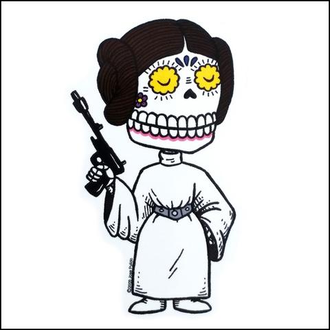 Princess Leia - Day of the Dead Sticker