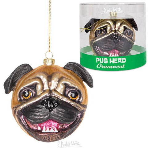 Pug Head Ornament Archie