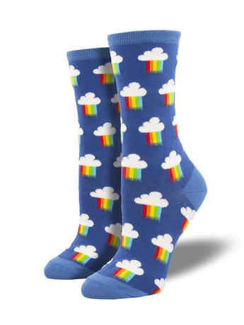 Rainbow Rain Women's Crew Socks Blue