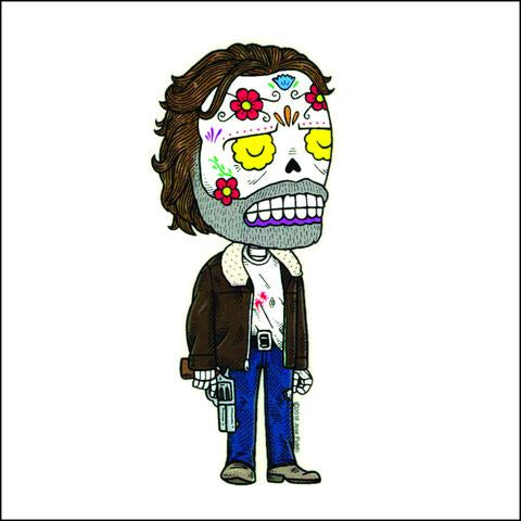 Rick Grimes Sugar Skull Sticker Walking Dead