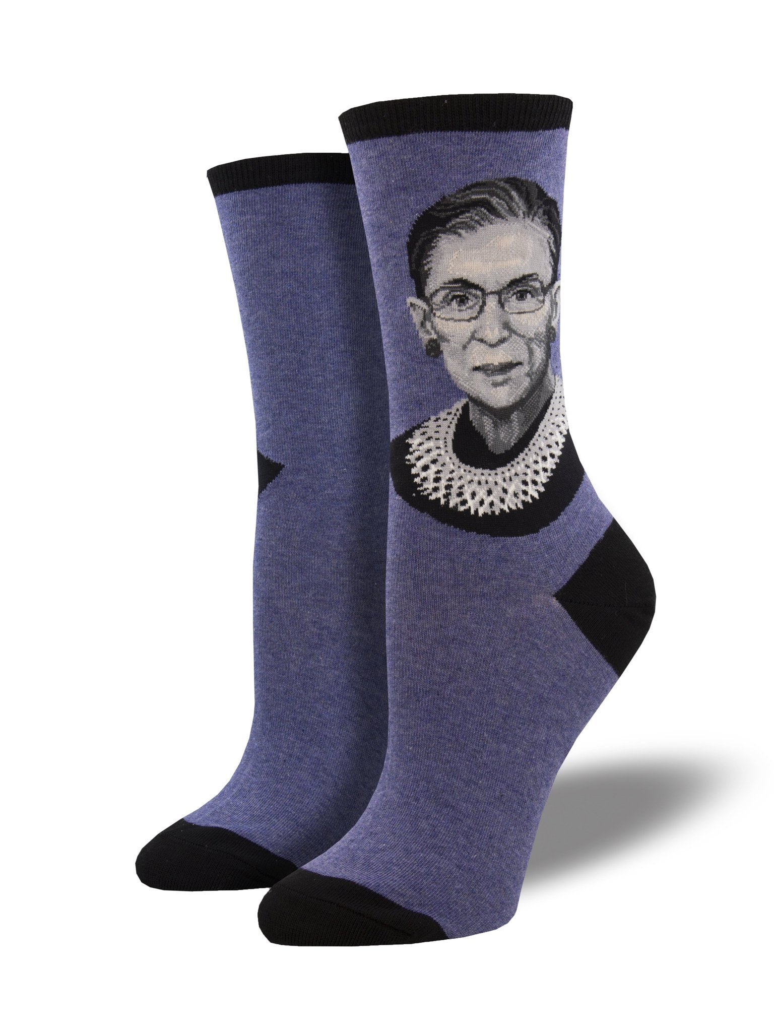 Ruth Bader Ginsburg Women's Crew Socks Blue Heather