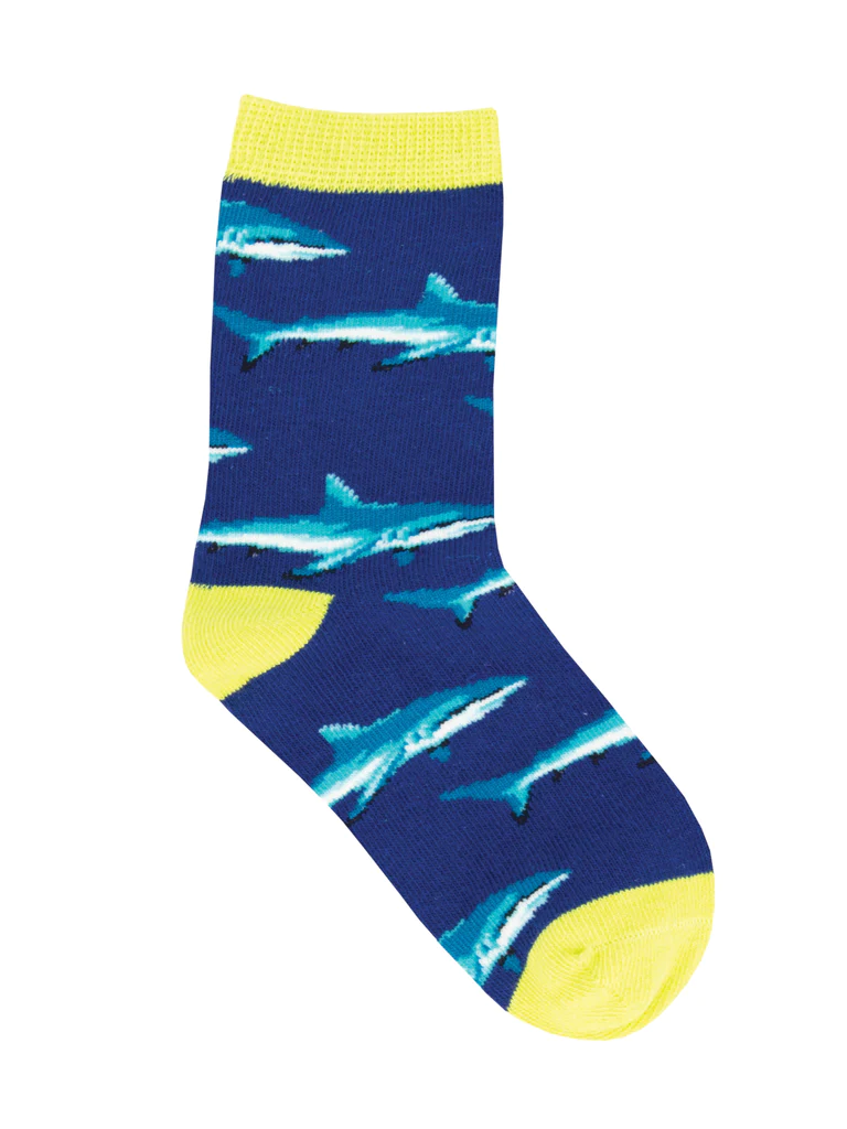 Shark School Kid's Socks Navy (2-4 Years)