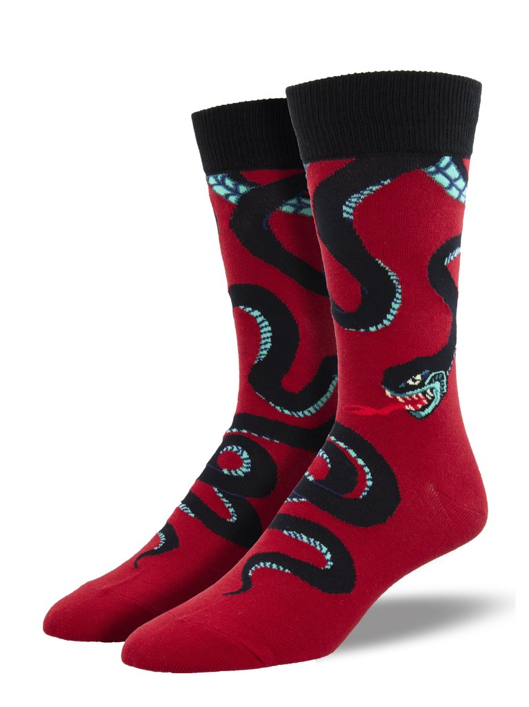 Slither Me Timbers Men's Crew Socks Red