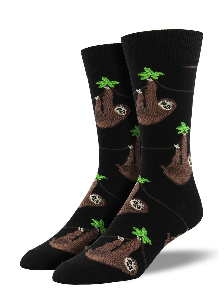 Sloth Men's Crew Socks Black