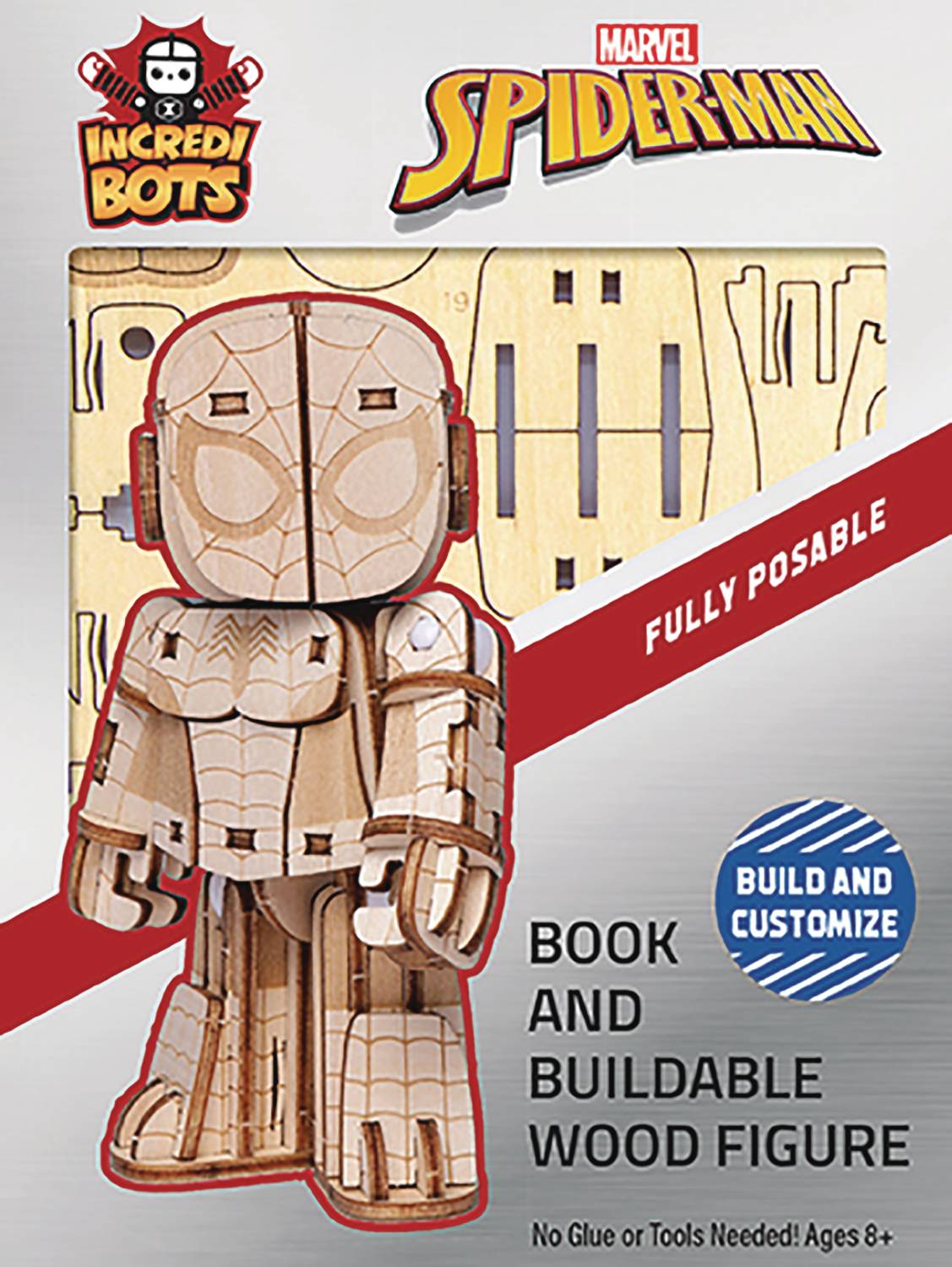Spider-Man IncrediBots Book And Buildable Wood Figure Marvel