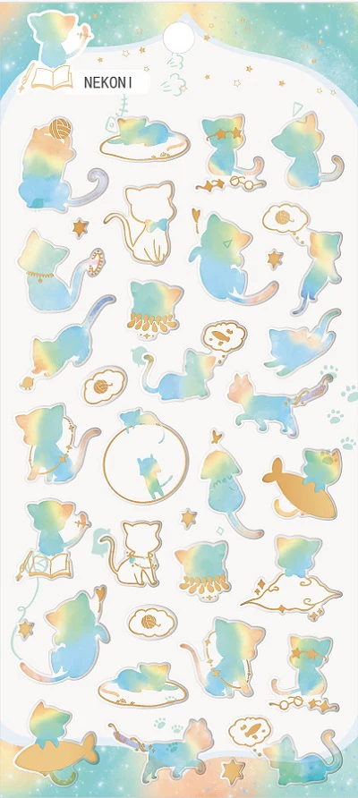 Rainbow Cat Gel Stickers Nekoni