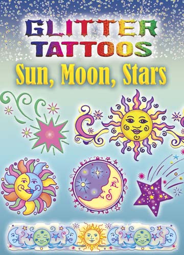 Glitter Sun Moon Stars Tattoos