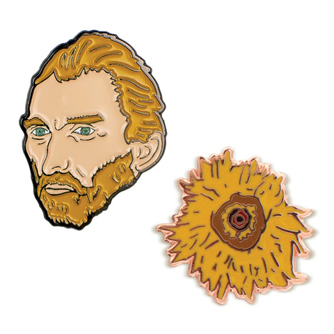 Vincent Van Gogh & Sunflower Enamel Pin Set