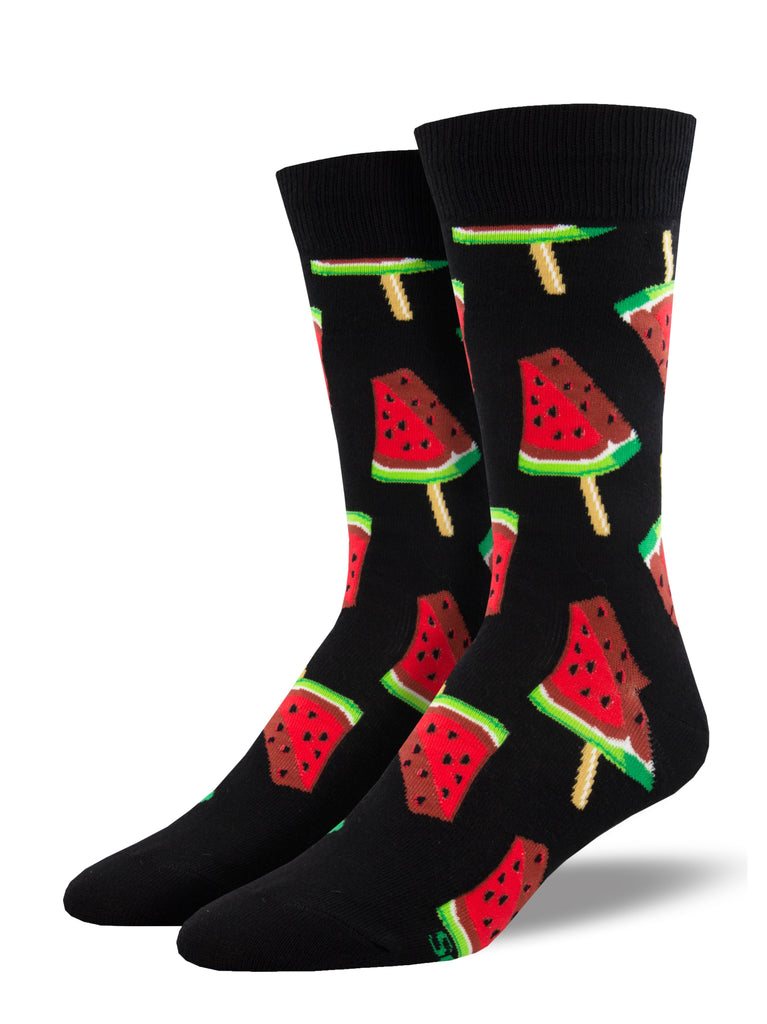 Watermelon Pops Men's Crew Socks Black