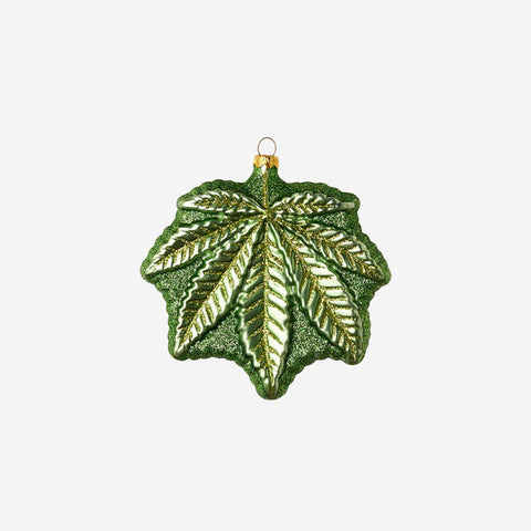 Weed Leaf Glass Ornament
