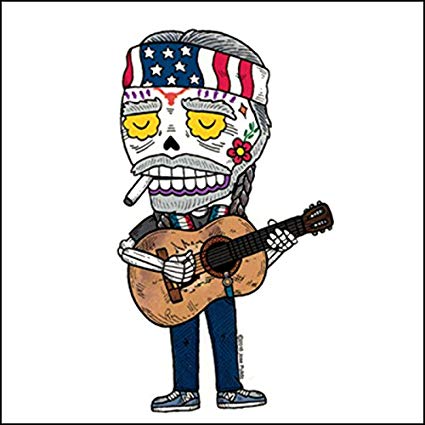 Willie Nelson Sugar Skull Sticker