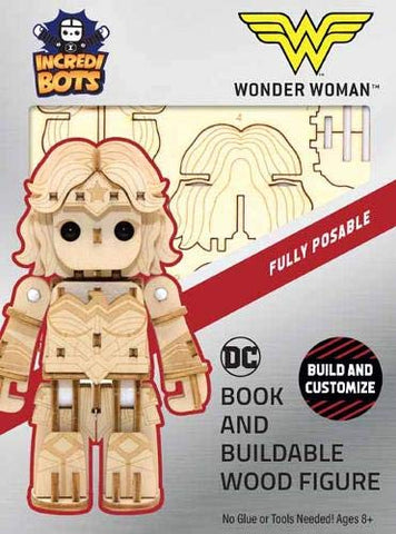 Wonder Woman IncrediBots Book And Buildable Wood Figure DC Comics