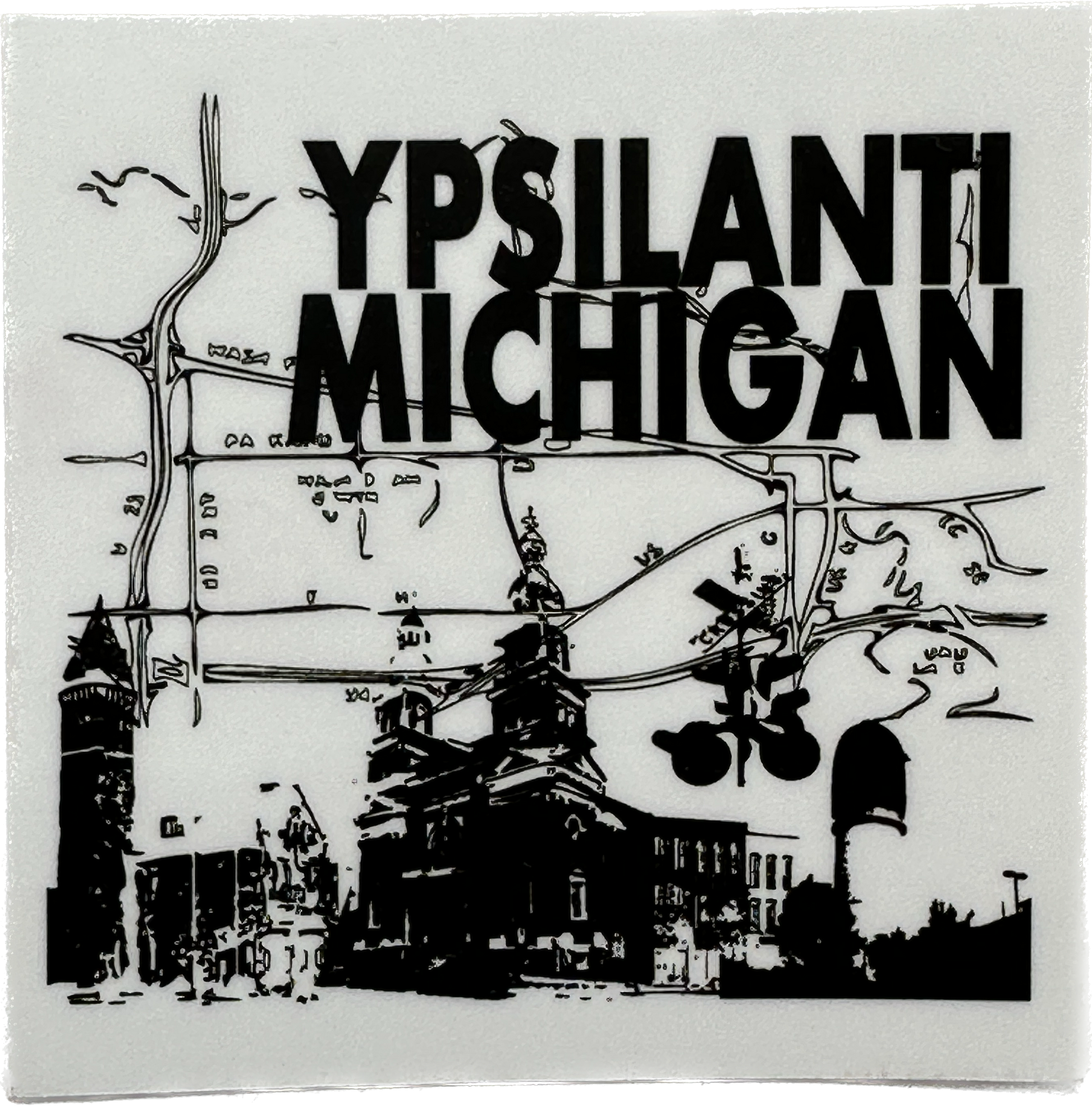 Ypsilanti Michigan Map Vinyl Sticker